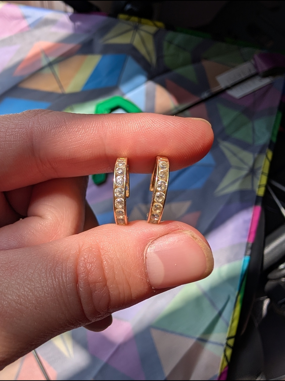 10k Gold Huggie Hoop Earrings Cubic Zirconia